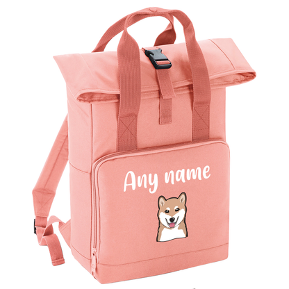 Overnighter Rucksack 14 Litres Peach Coral Any Breed Backpack With Custom Personalised Dog Name