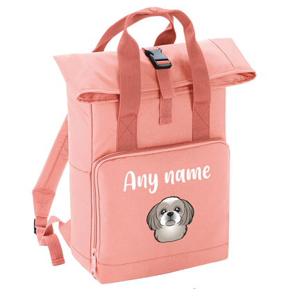 Overnighter Rucksack 14 Litres Peach Coral Any Breed Backpack With Custom Personalised Dog Name