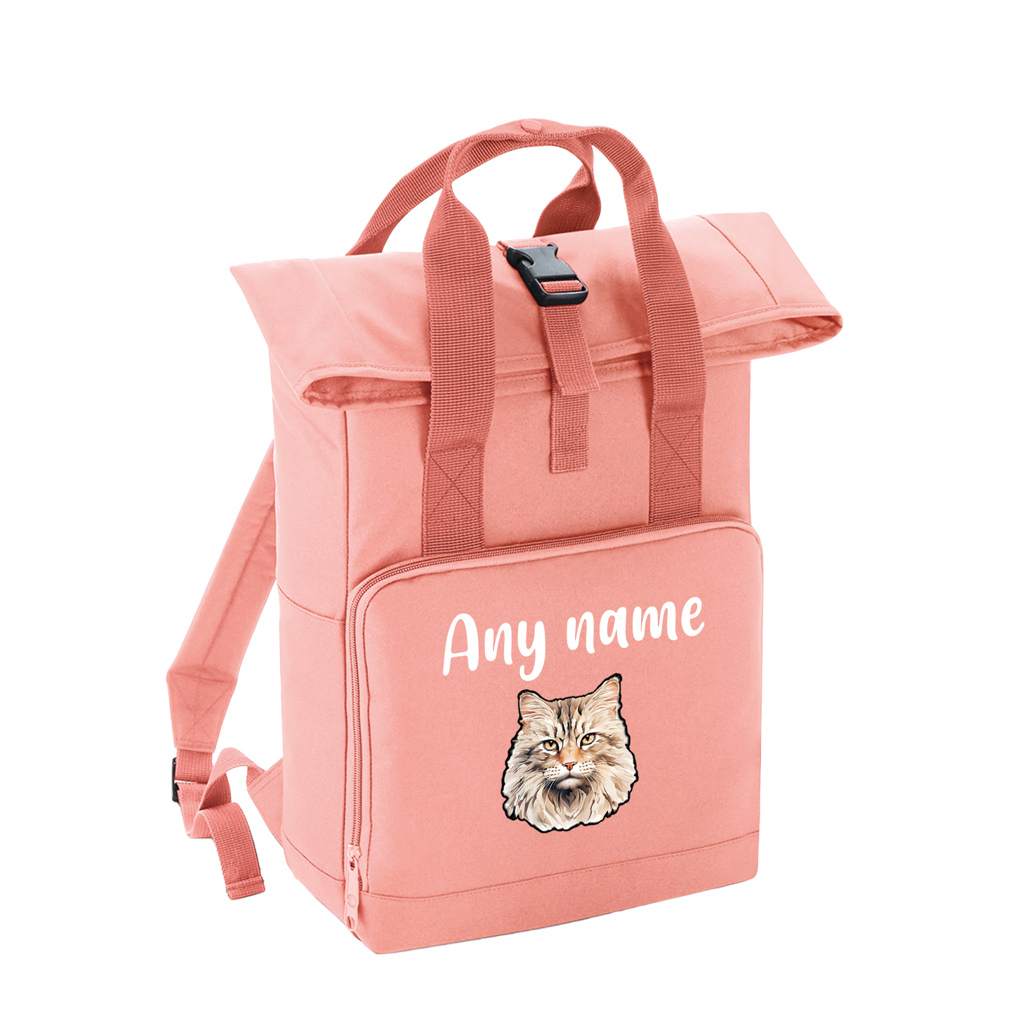 Pink Cat Breed with Personalised Name Backpack