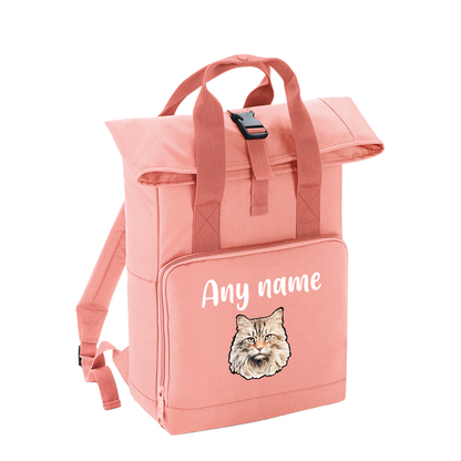 Pink Cat Breed with Personalised Name Backpack