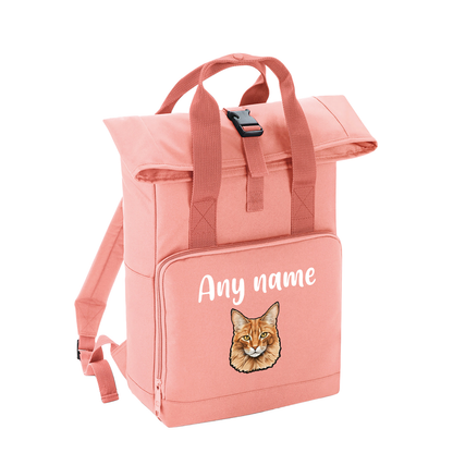 Pink Cat Breed with Personalised Name Backpack