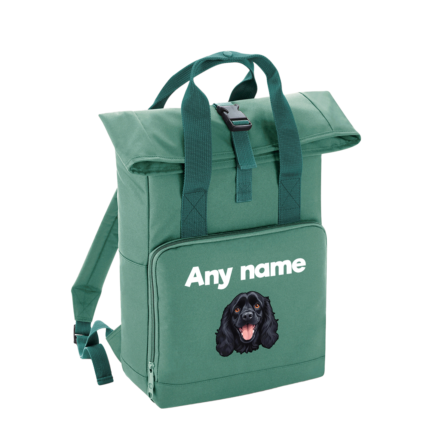 Overnighter Rucksack 14 Litres Sage Green Any Breed Backpack With Custom Personalised Dog Name