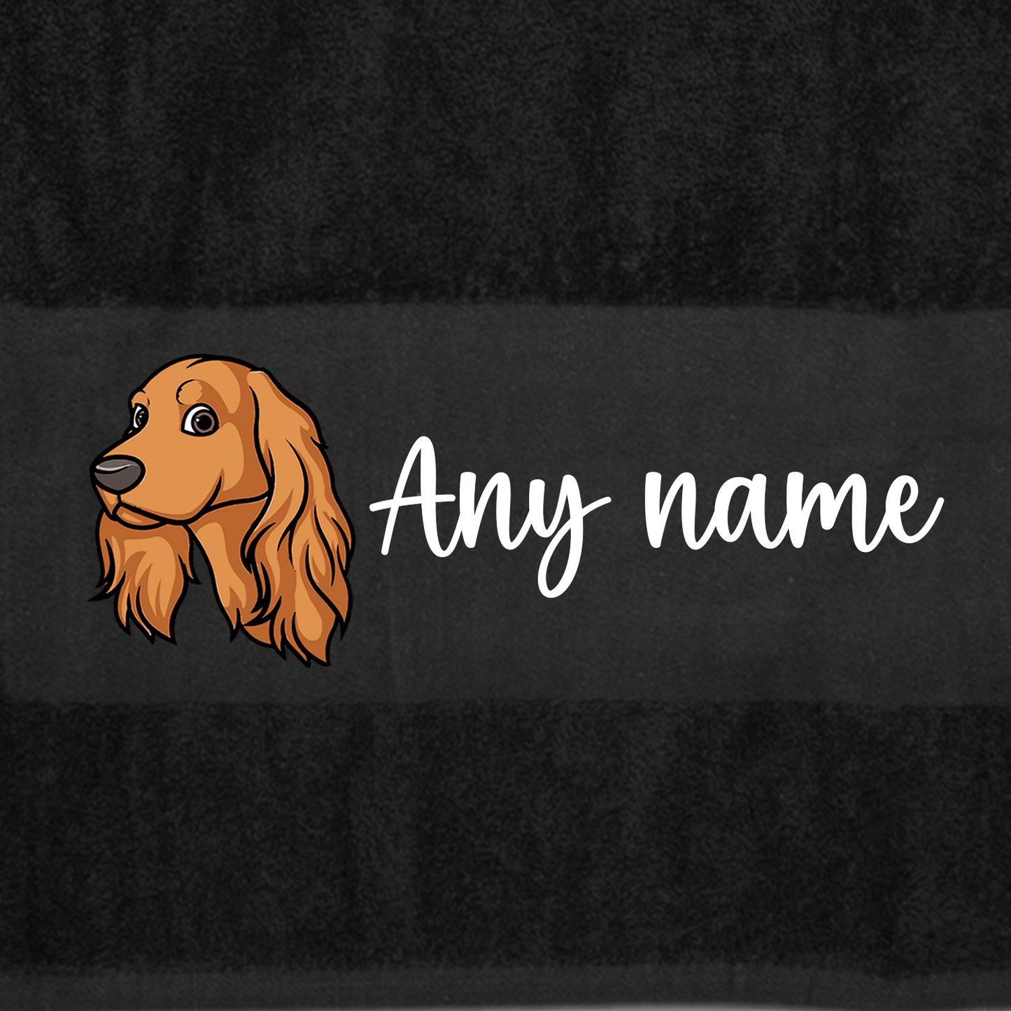 BLACK Any Pet Name And A Choice Of Dog Breed - Bath Towel