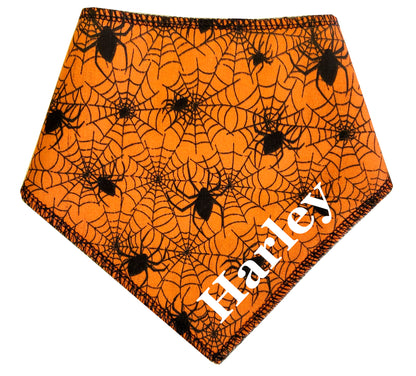 Orange Cobwebs Any Name Dog Bandana