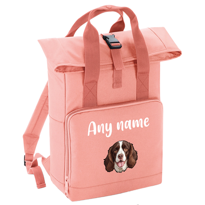 Overnighter Rucksack 14 Litres Peach Coral Any Breed Backpack With Custom Personalised Dog Name