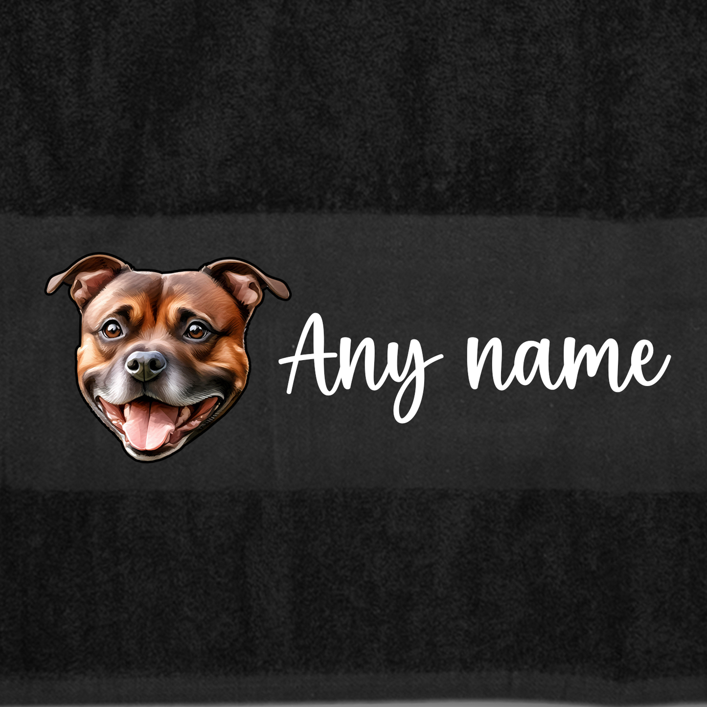 BLACK Any Pet Name And A Choice Of Dog Breed - Bath Towel