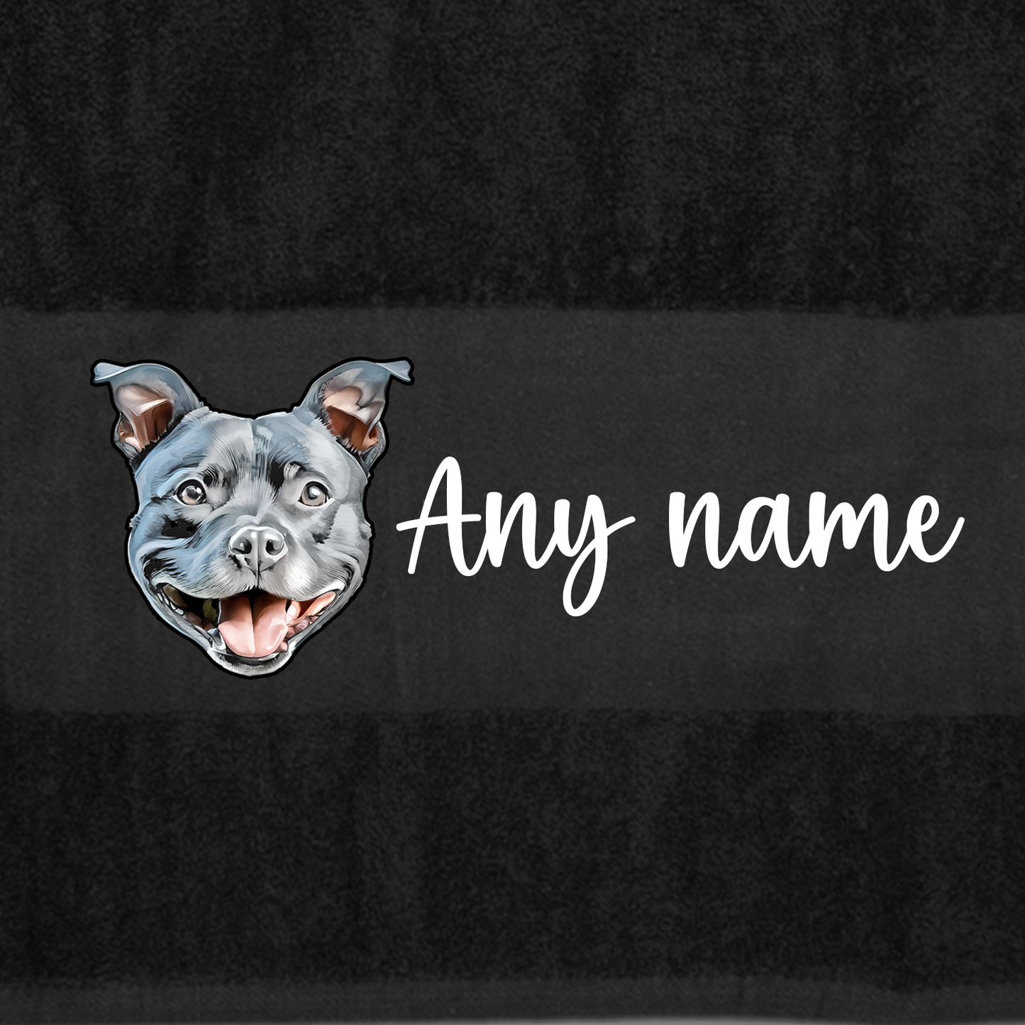 BLACK Any Pet Name And A Choice Of Dog Breed - Bath Towel