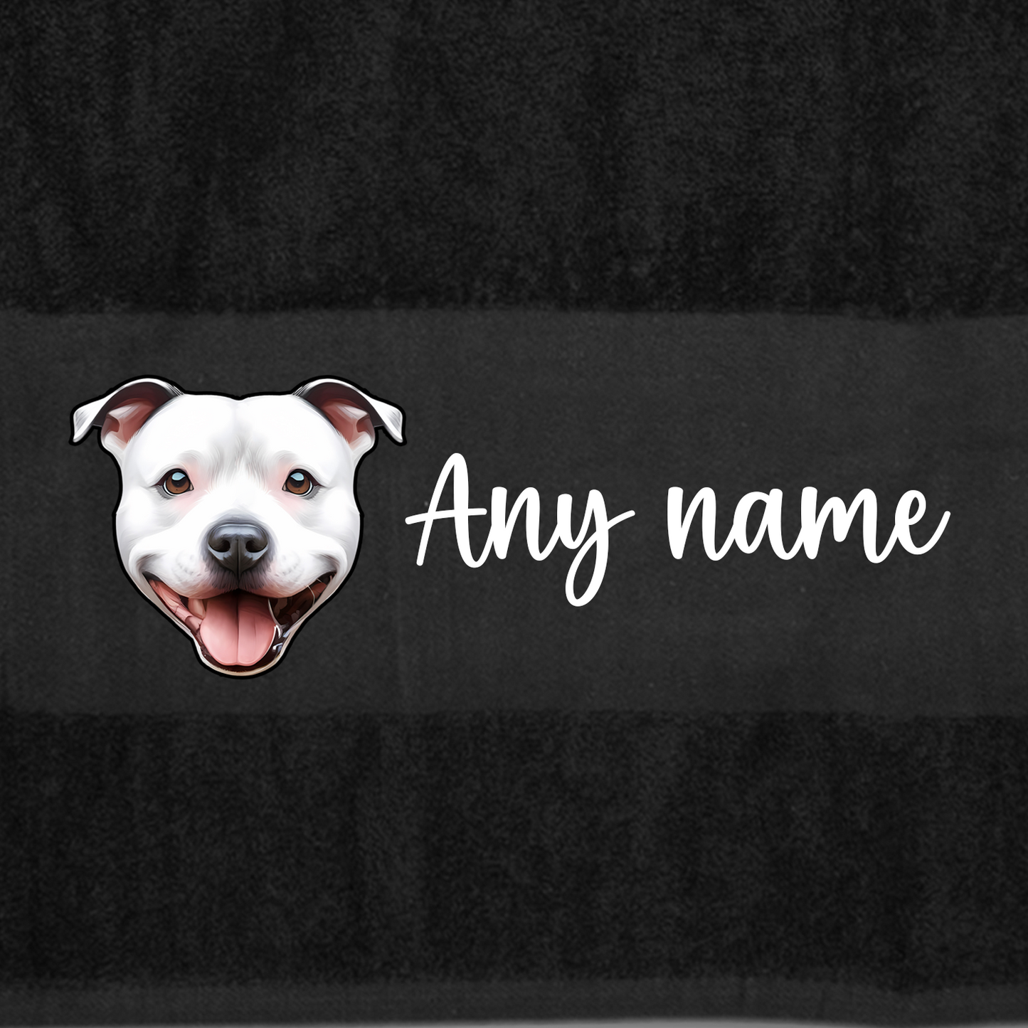BLACK Any Pet Name And A Choice Of Dog Breed - Bath Towel