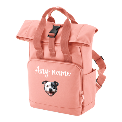 Travel Rucksack 9 Litres Peach Coral Any Breed Backpack With Custom Personalised Dog Name
