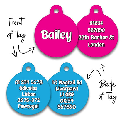 Hot Pink Plain Colour - Pet ID Tag