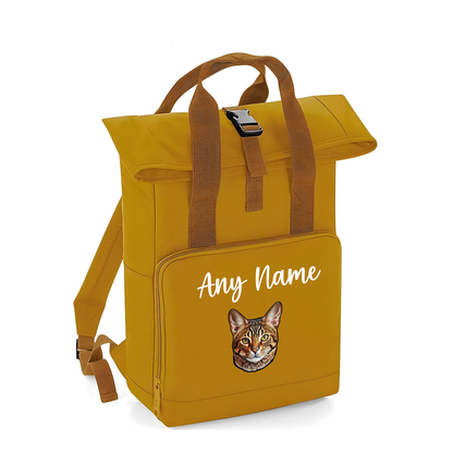 Mustard Cat Breed with Personalised Name Backpack