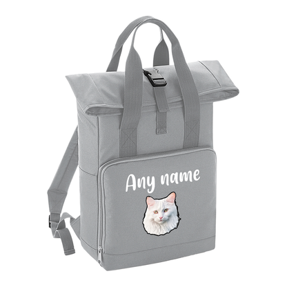 Grey Cat Breed with Personalised Name Backpack
