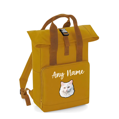 Mustard Cat Breed with Personalised Name Backpack