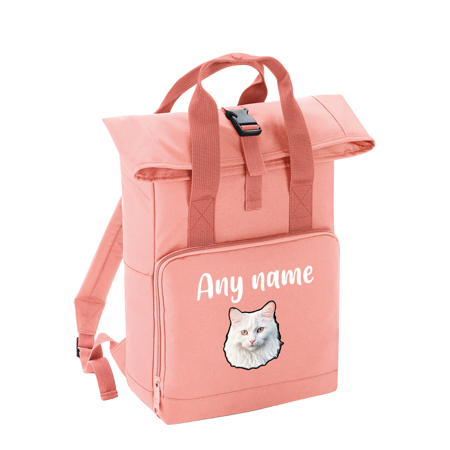 Pink Cat Breed with Personalised Name Backpack