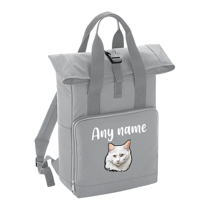 Grey Cat Breed with Personalised Name Backpack