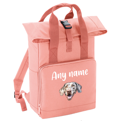 Overnighter Rucksack 14 Litres Peach Coral Any Breed Backpack With Custom Personalised Dog Name