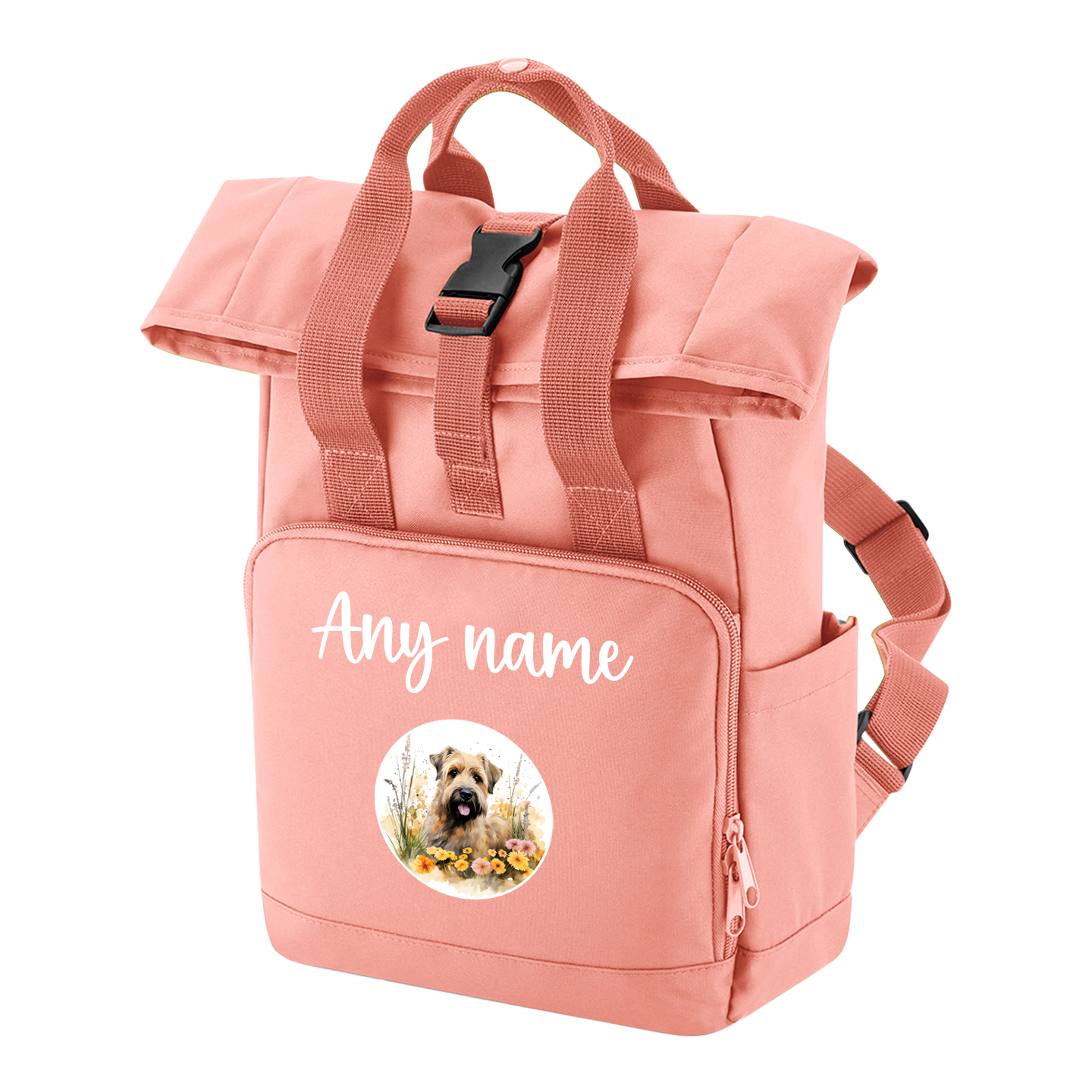 Travel Rucksack 9 Litres Peach Coral Wildflower Dog Breed Design