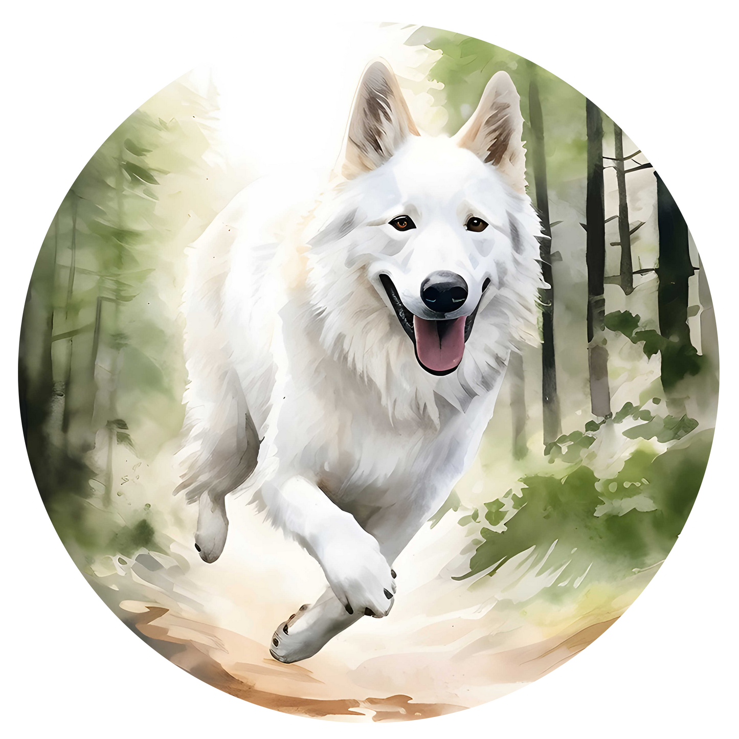 Grey Any Breed Running Woodland Dog with Personalised Name Backpack