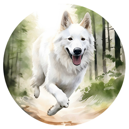 Grey Any Breed Running Woodland Dog with Personalised Name Backpack