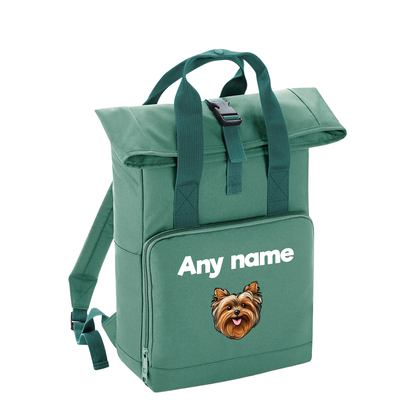 Overnighter Rucksack 14 Litres Sage Green Any Breed Backpack With Custom Personalised Dog Name