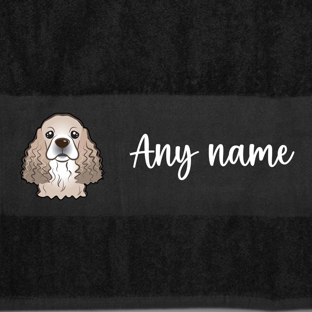 BLACK Any Pet Name And A Choice Of Dog Breed - Bath Towel