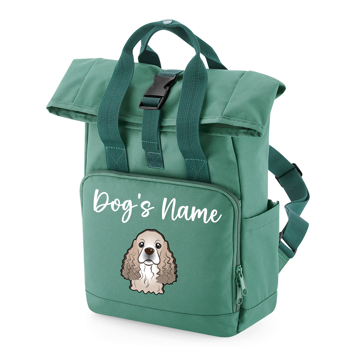 Travel Rucksack 9 Litres Sage Green Any Breed Backpack With Custom Personalised Dog Name