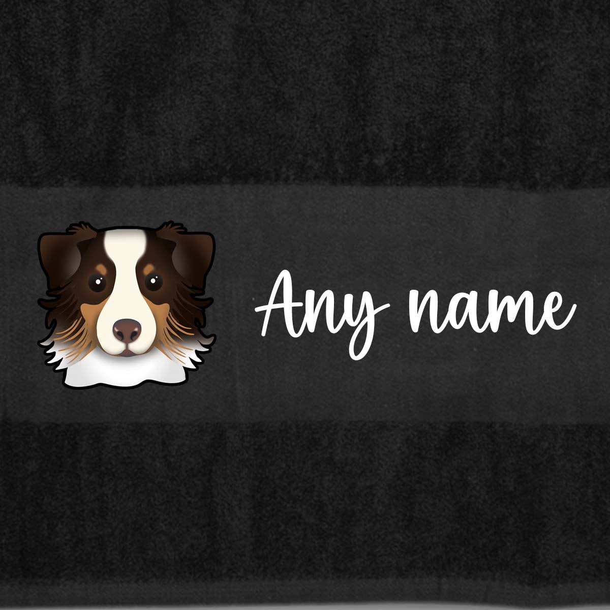 BLACK Any Pet Name And A Choice Of Dog Breed - Bath Towel