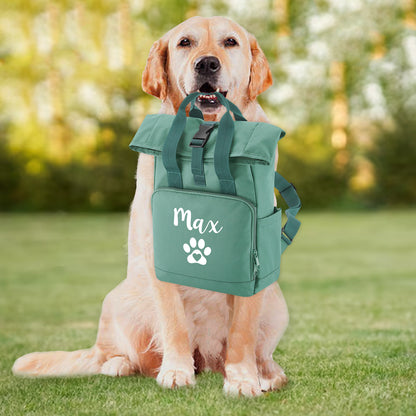 Travel Size Sage Green Heart & Paw Backpack With Any Name Or Wording