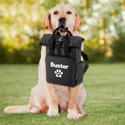 Travel Size Black Heart & Paw Backpack With Any Name Or Wording