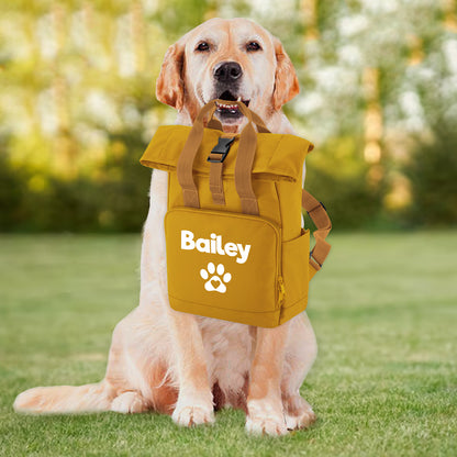 Travel Size Mustard Heart & Paw Backpack With Any Name Or Wording