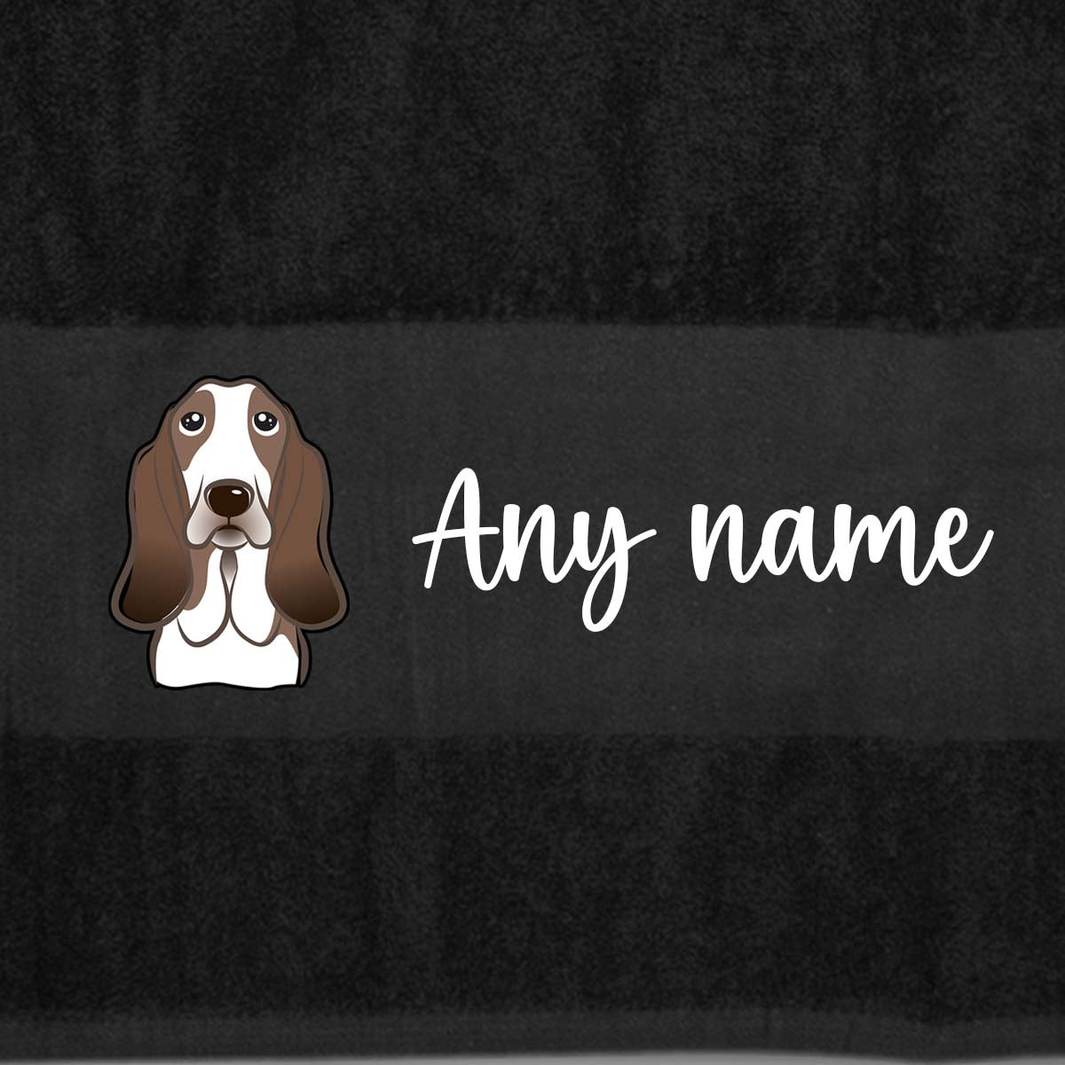 BLACK Any Pet Name And A Choice Of Dog Breed - Bath Towel