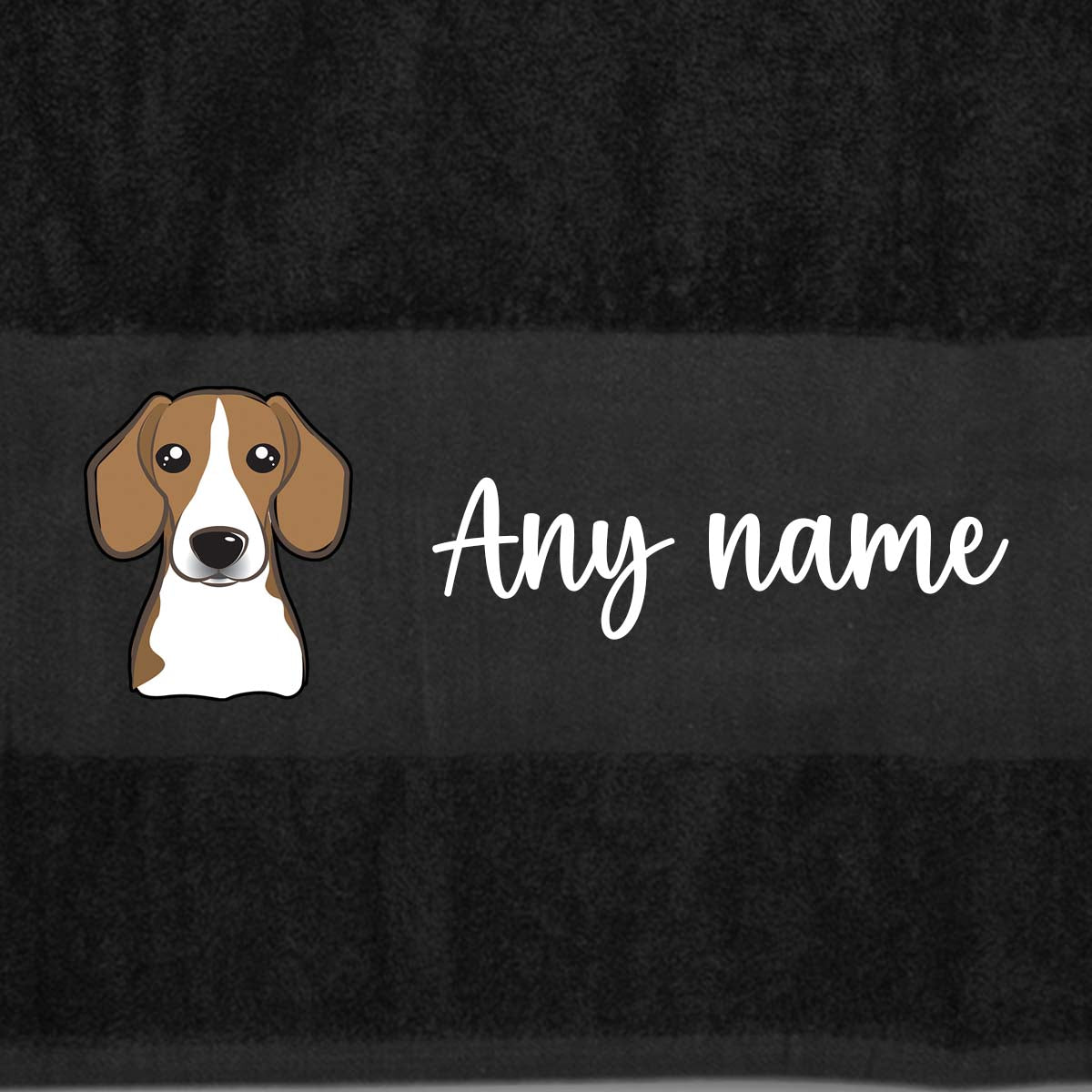 BLACK Any Pet Name And A Choice Of Dog Breed - Bath Towel