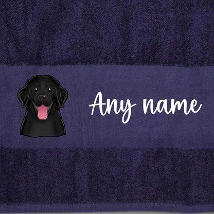 MIDNIGHT BLUE Any Pet Name And A Choice Of Dog Breed - Travel Towel