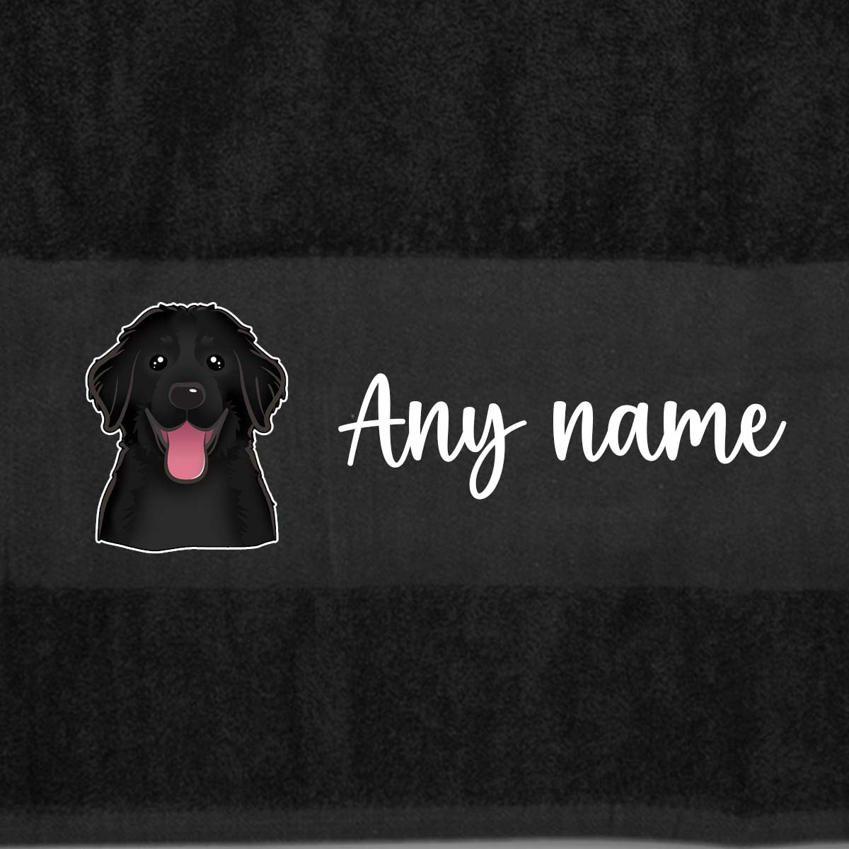 BLACK Any Pet Name And A Choice Of Dog Breed - Bath Towel