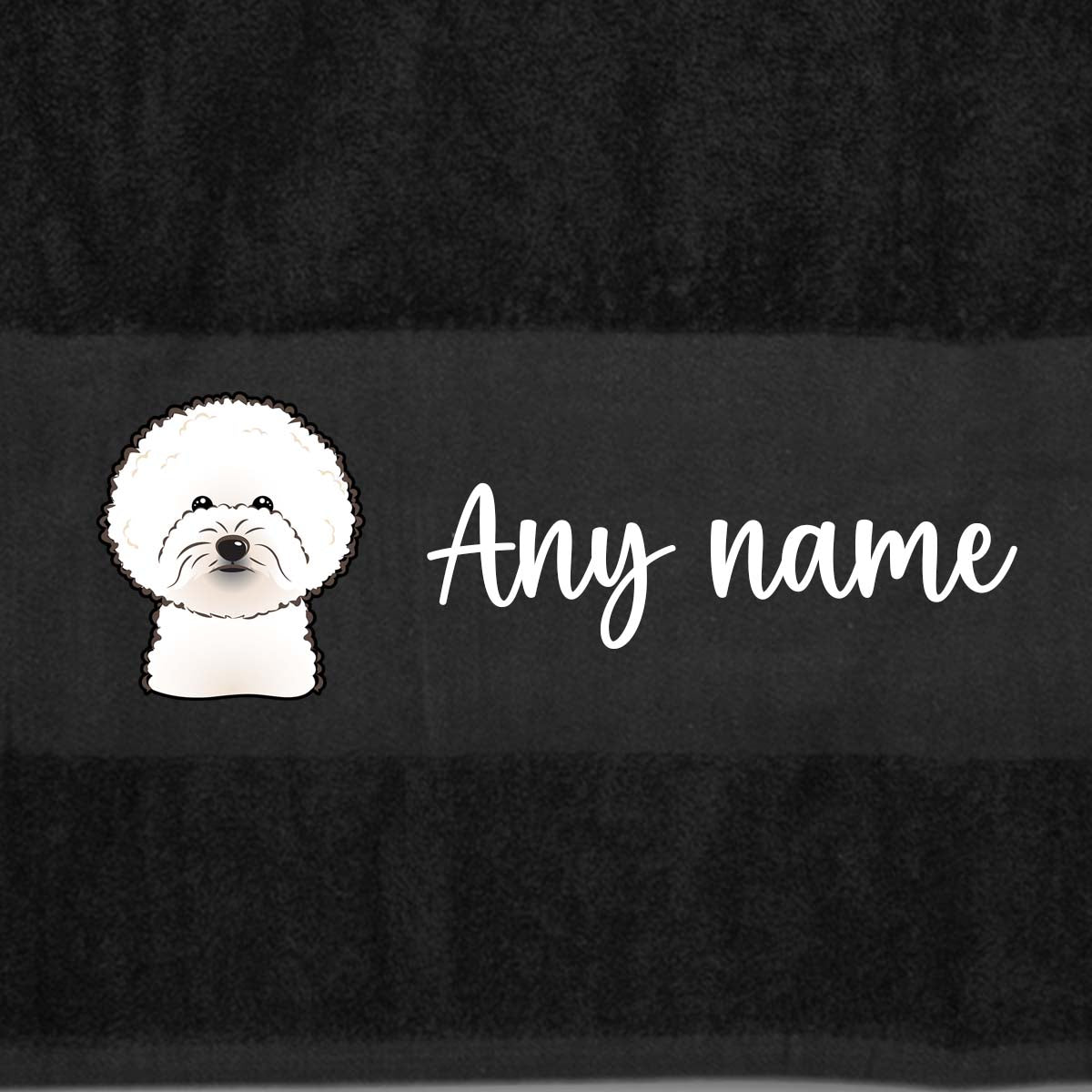 BLACK Any Pet Name And A Choice Of Dog Breed - Bath Towel