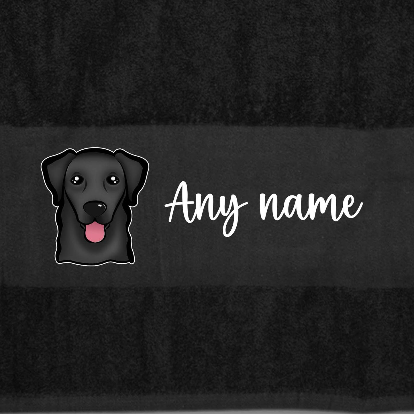 BLACK Any Pet Name And A Choice Of Dog Breed - Bath Towel