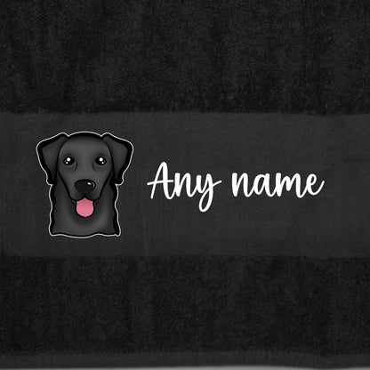 BLACK Any Pet Name And A Choice Of Dog Breed - Bath Towel