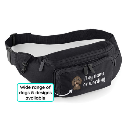 Waist or Crossbody Dog Walking Bag Black Personalised With Breed & Wording