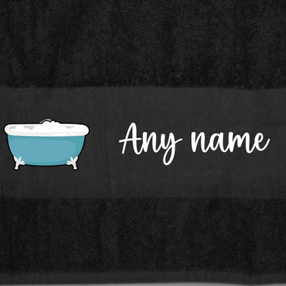 BLACK Any Pet Name And A Choice Of Dog Breed - Bath Towel