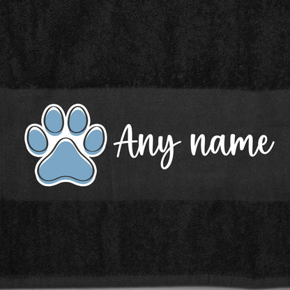 BLACK Any Pet Name And A Choice Of Dog Breed - Bath Towel