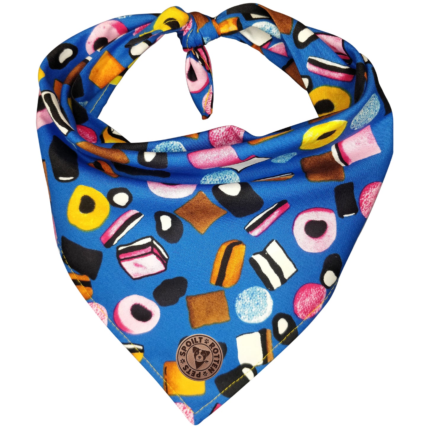 The Scarborough - Liquorice Allsorts Blue Tied Dog Bandana