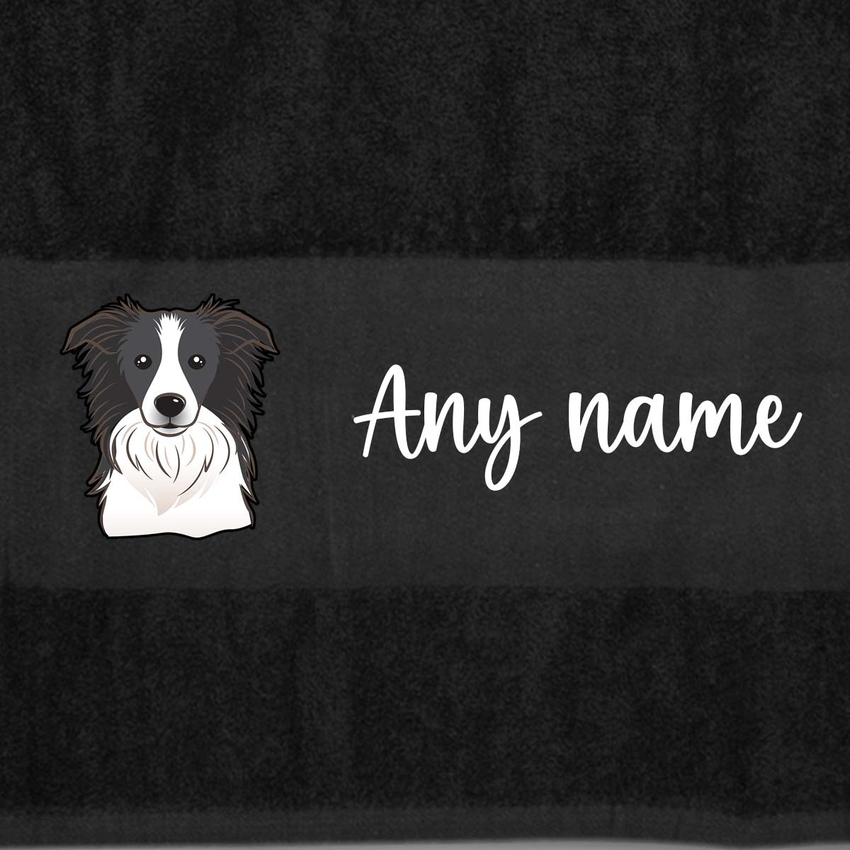 BLACK Any Pet Name And A Choice Of Dog Breed - Bath Towel