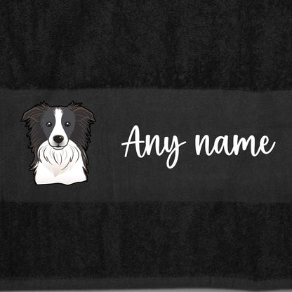BLACK Any Pet Name And A Choice Of Dog Breed - Bath Towel