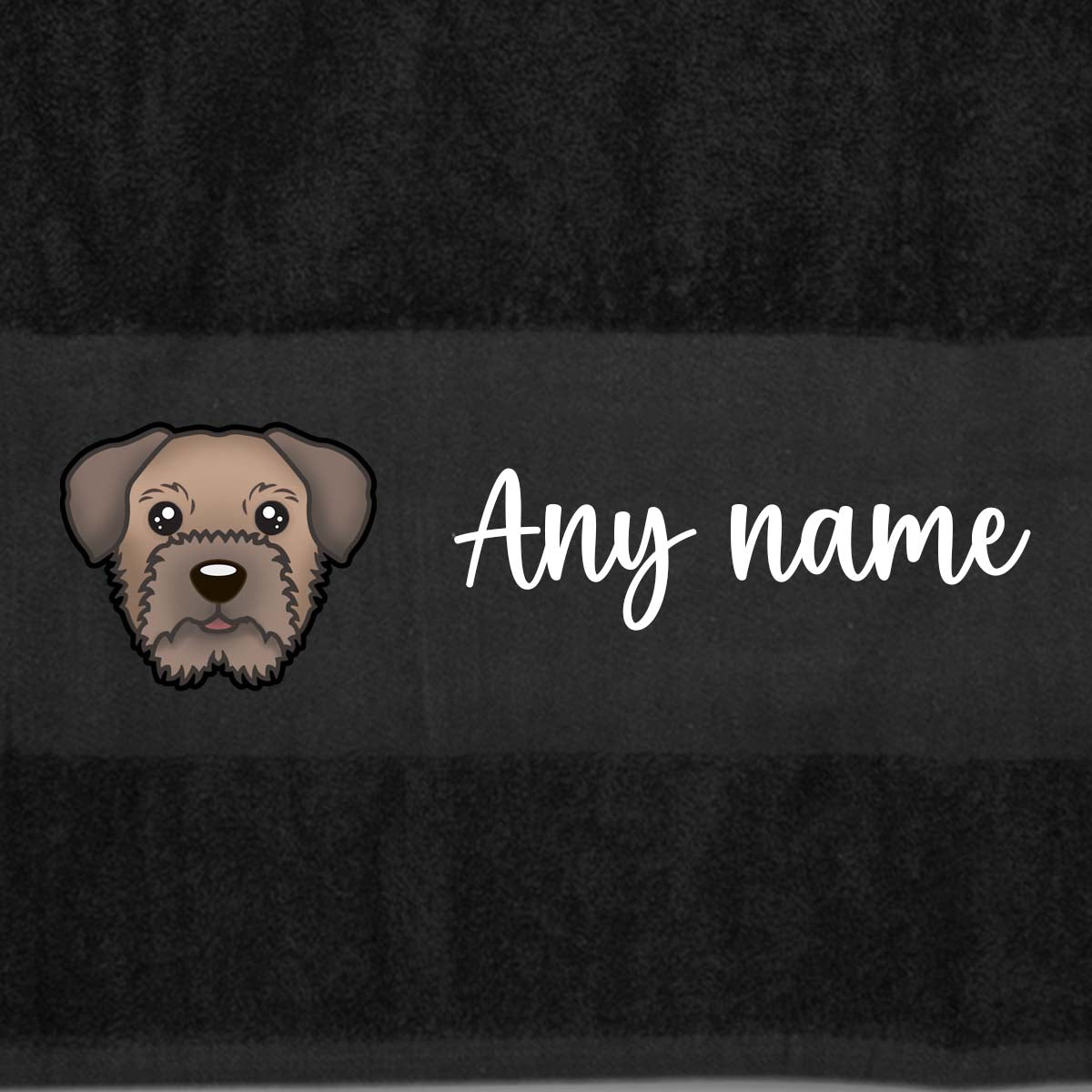 BLACK Any Pet Name And A Choice Of Dog Breed - Bath Towel