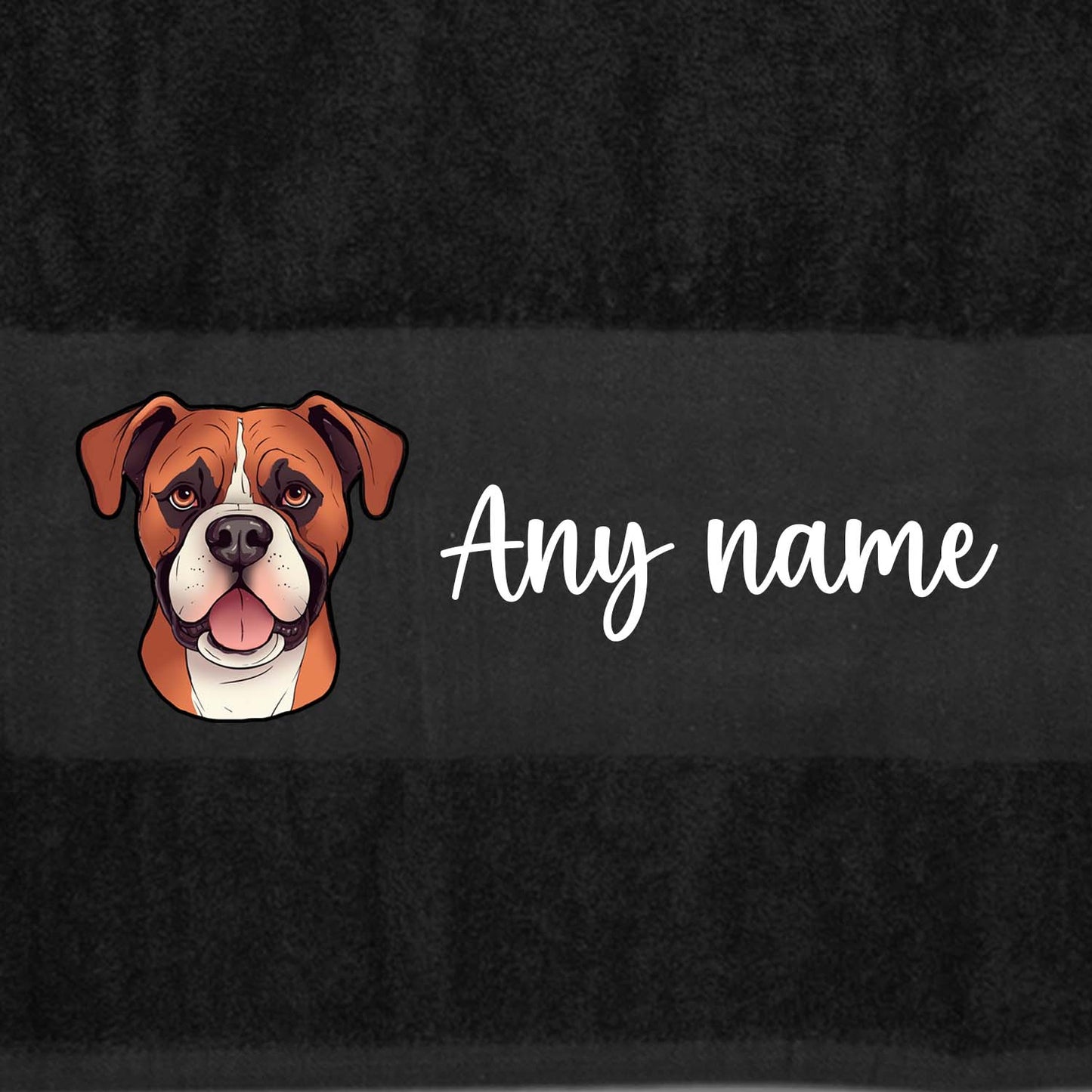 BLACK Any Pet Name And A Choice Of Dog Breed - Bath Towel