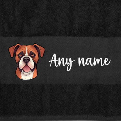 BLACK Any Pet Name And A Choice Of Dog Breed - Bath Towel