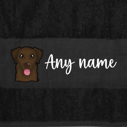 BLACK Any Pet Name And A Choice Of Dog Breed - Bath Towel