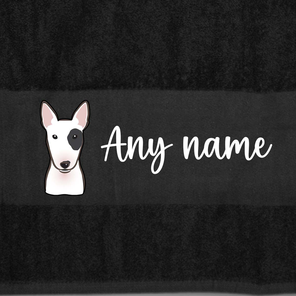 BLACK Any Pet Name And A Choice Of Dog Breed - Bath Towel
