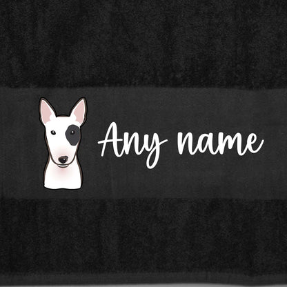BLACK Any Pet Name And A Choice Of Dog Breed - Bath Towel