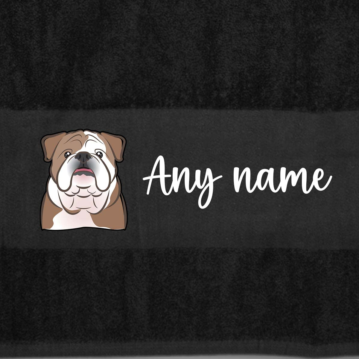 BLACK Any Pet Name And A Choice Of Dog Breed - Bath Towel